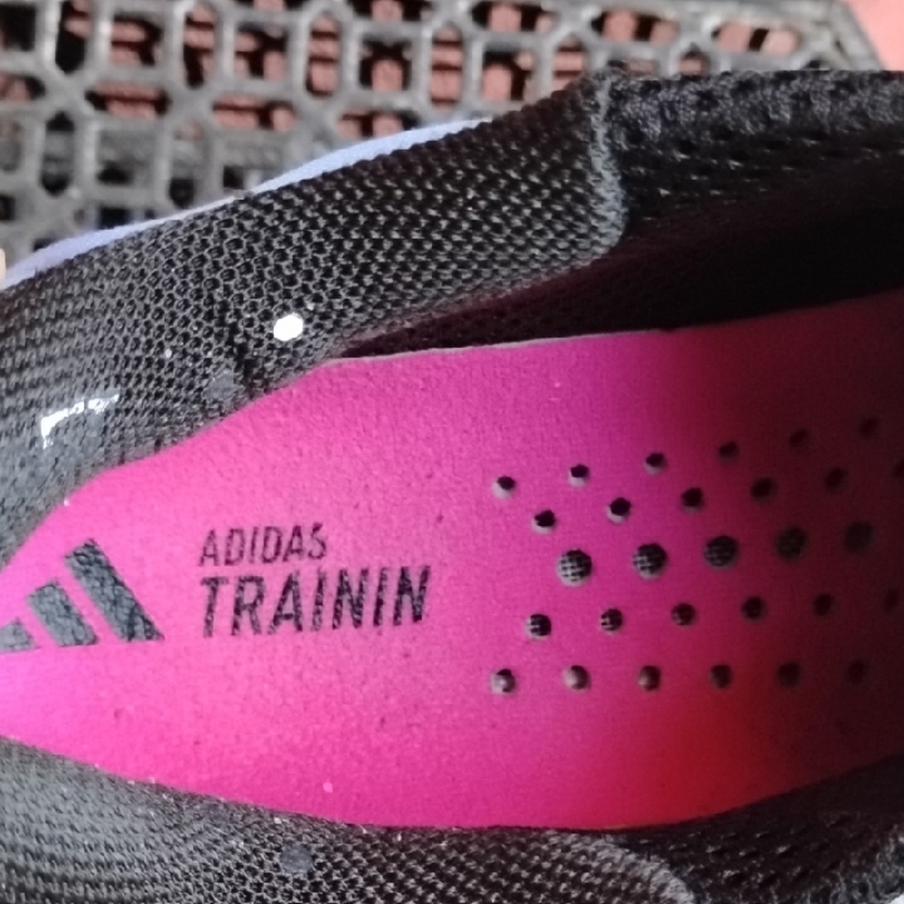 adidas Black Sneakers with White Stripes, Pink Lining & Neon Green Accents - Picture 3 of 8